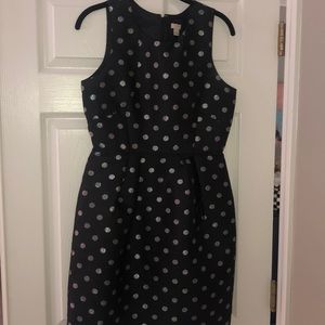 JCrew Factory- Black and Silver polka dot dress